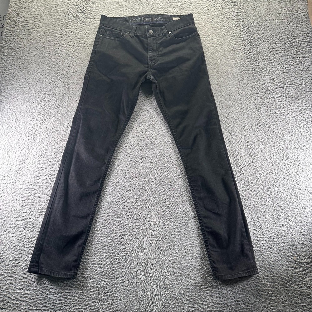 Calvin Klein Jeans Men 29x30 Black Cotton Denim Skinny Slim Fit Workwear Utility